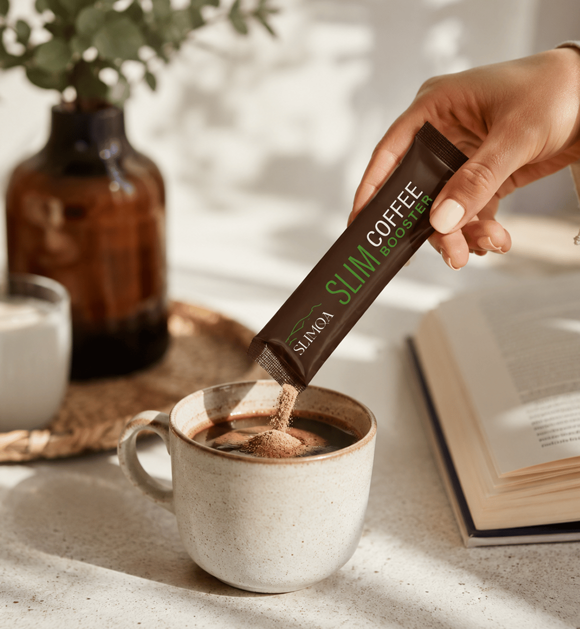 Slimqa Slim Coffee Booster – Zubereitung in einer Tasse Kaffee