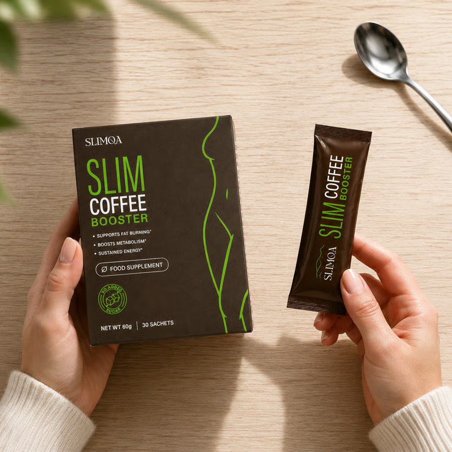 Slimqa Produktverpackung und Einzelstick in einer Alltagsszene